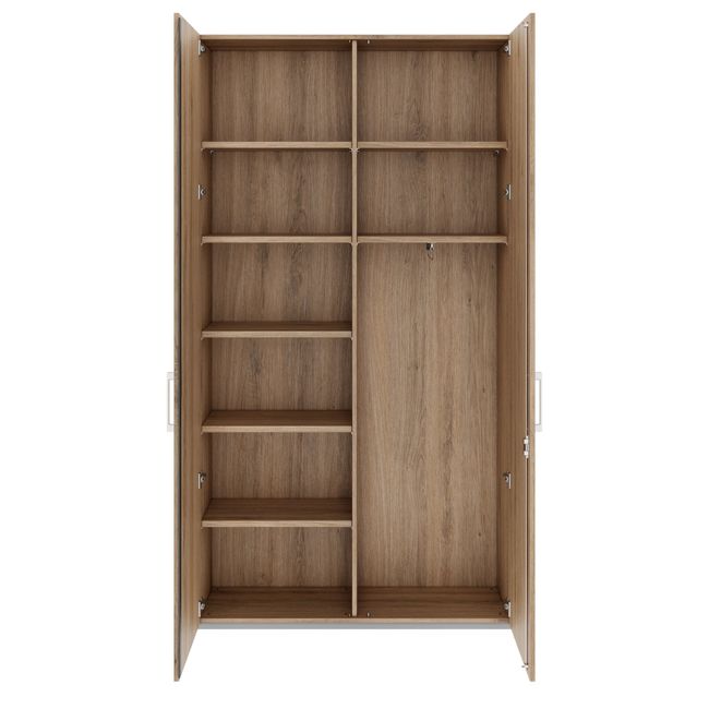 PRO Garderobenschrank | 6 OH, 1200 x 2250 mm, mit Regal, Soft-Close, Natureiche PRO Garderobenschrank | 6 OH, 1200 x 2250 mm, mit Regal, Soft-Close, Natureiche