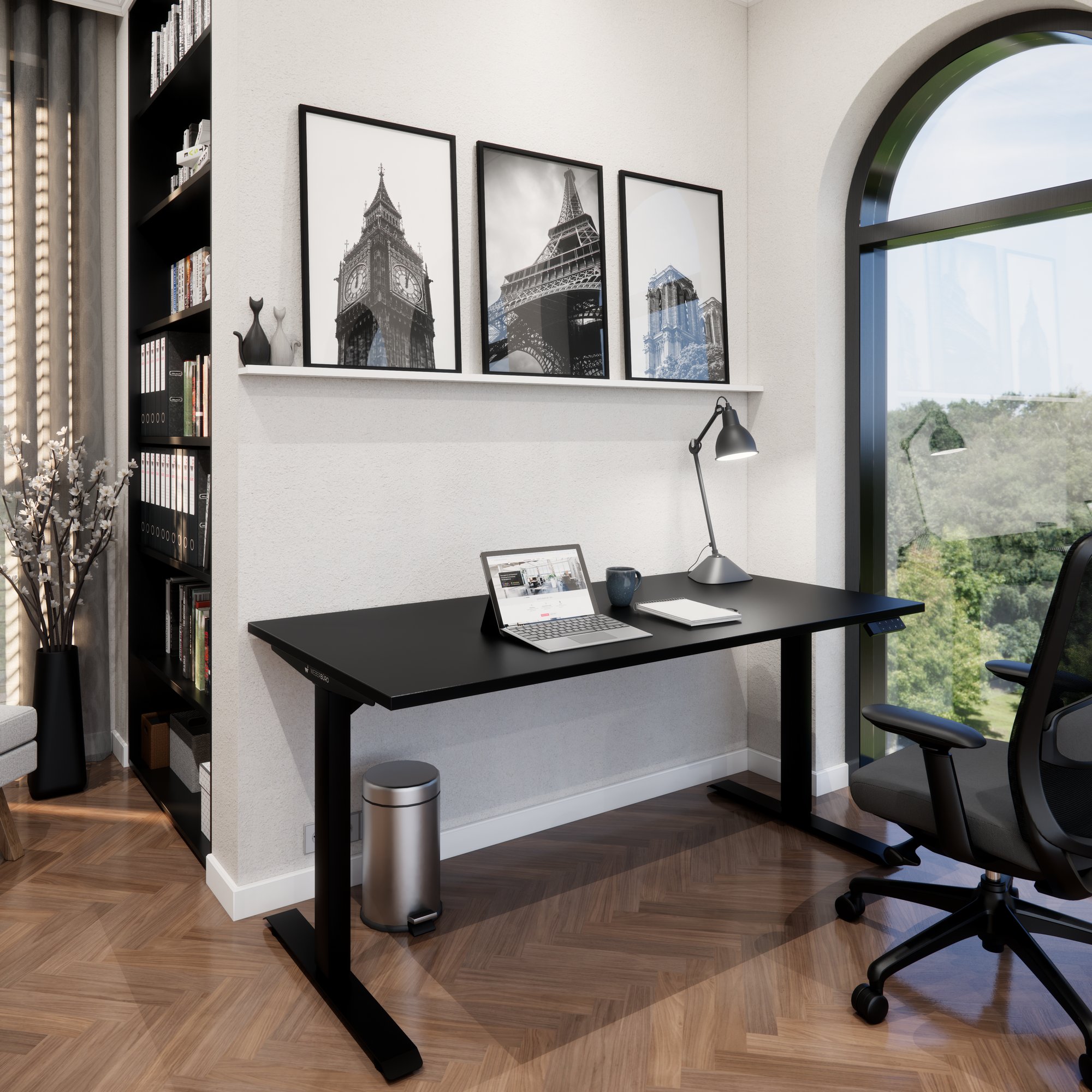 TELDRA Home, 2-motor desk | 1200 - 1600 mm, electrically height adjustable, black - 3 Main Image