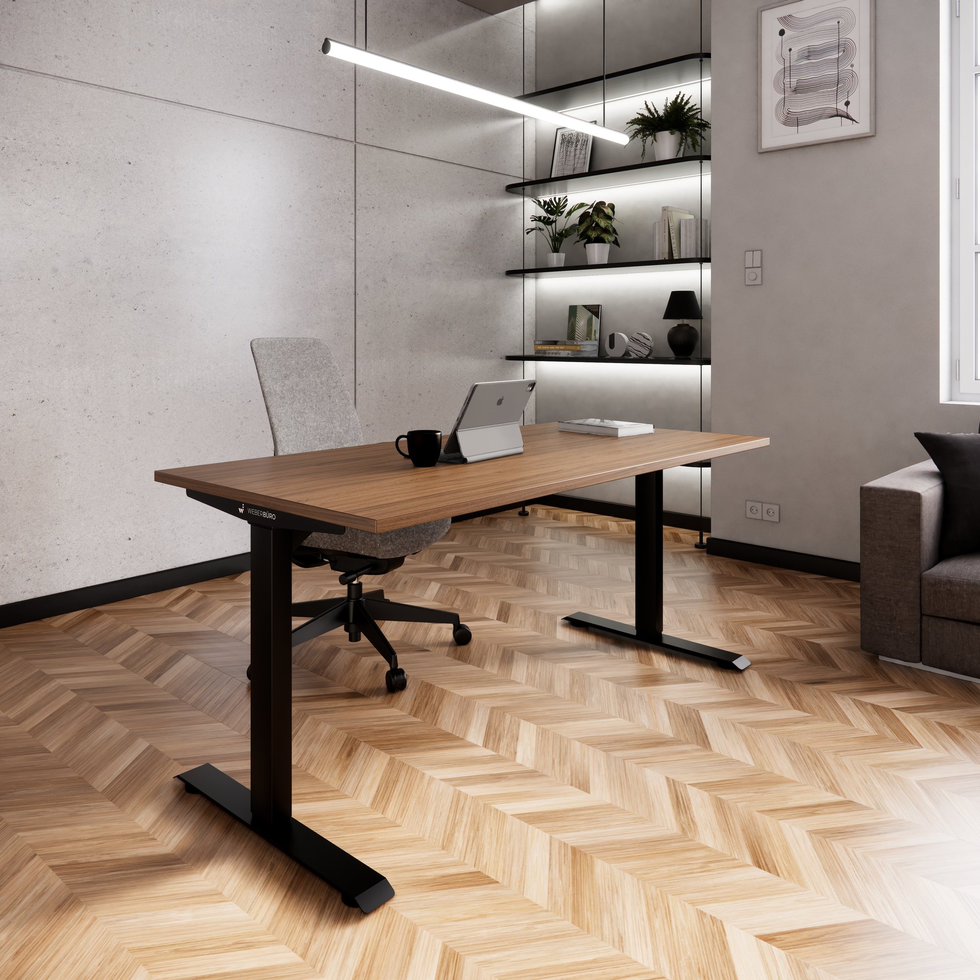 TELDRA Home, Desk a 2 motori | 1600 x 800 mm, regolabile elettricamente, noce - 7 Main Image