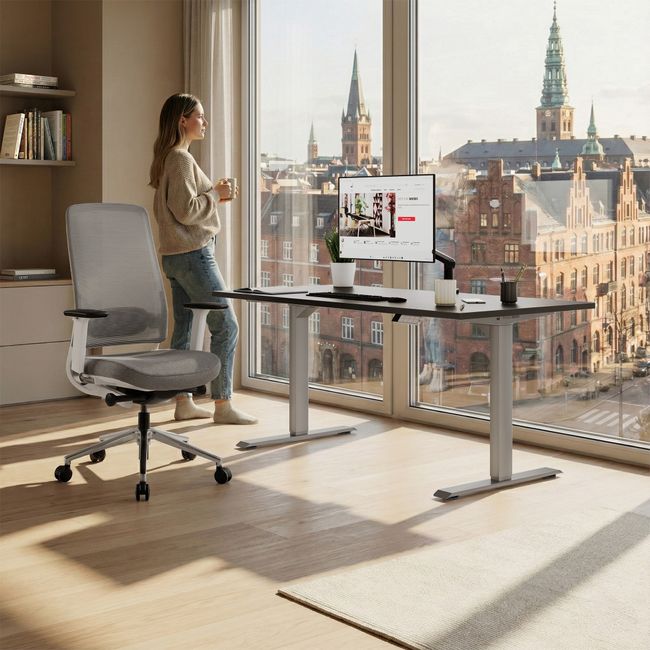 TELDRA Home, 2-Motoren-Schreibtisch | 1600 x 800 mm, elektrisch höhenverstellbar,            Wildeiche