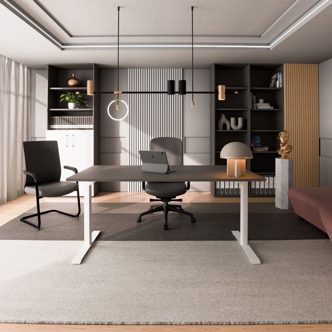 TELDRA Home, 2-Motoren-Schreibtisch | 1600 x 800 mm, elektrisch höhenverstellbar, Cubanitgrau