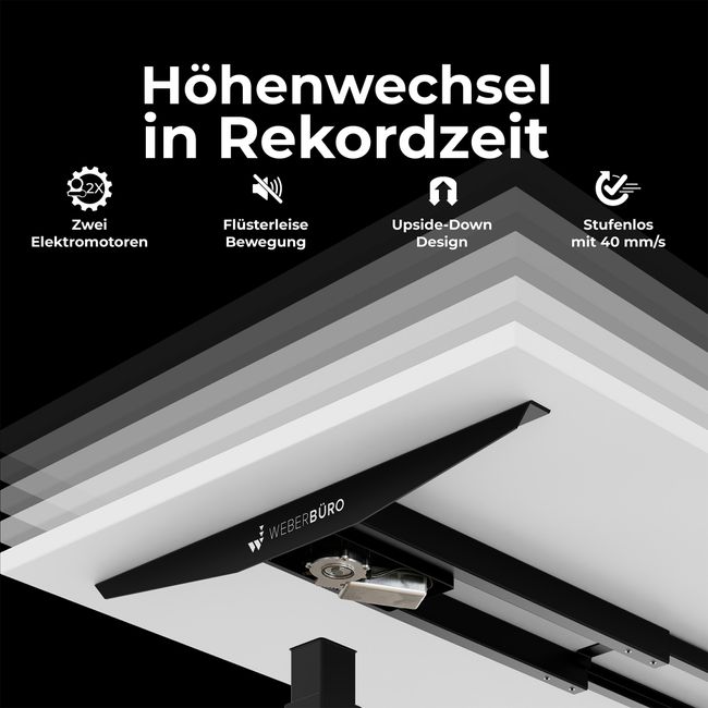 TELDRA Office, 2-Motoren-Schreibtisch | 1200 - 2000 x 800 mm, elektrisch höhenverstellbar, Weiß