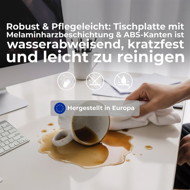 TELDRA Office, 2-Motoren-Schreibtisch | 1200 - 2000 x 800 mm, elektrisch höhenverstellbar, Weiß