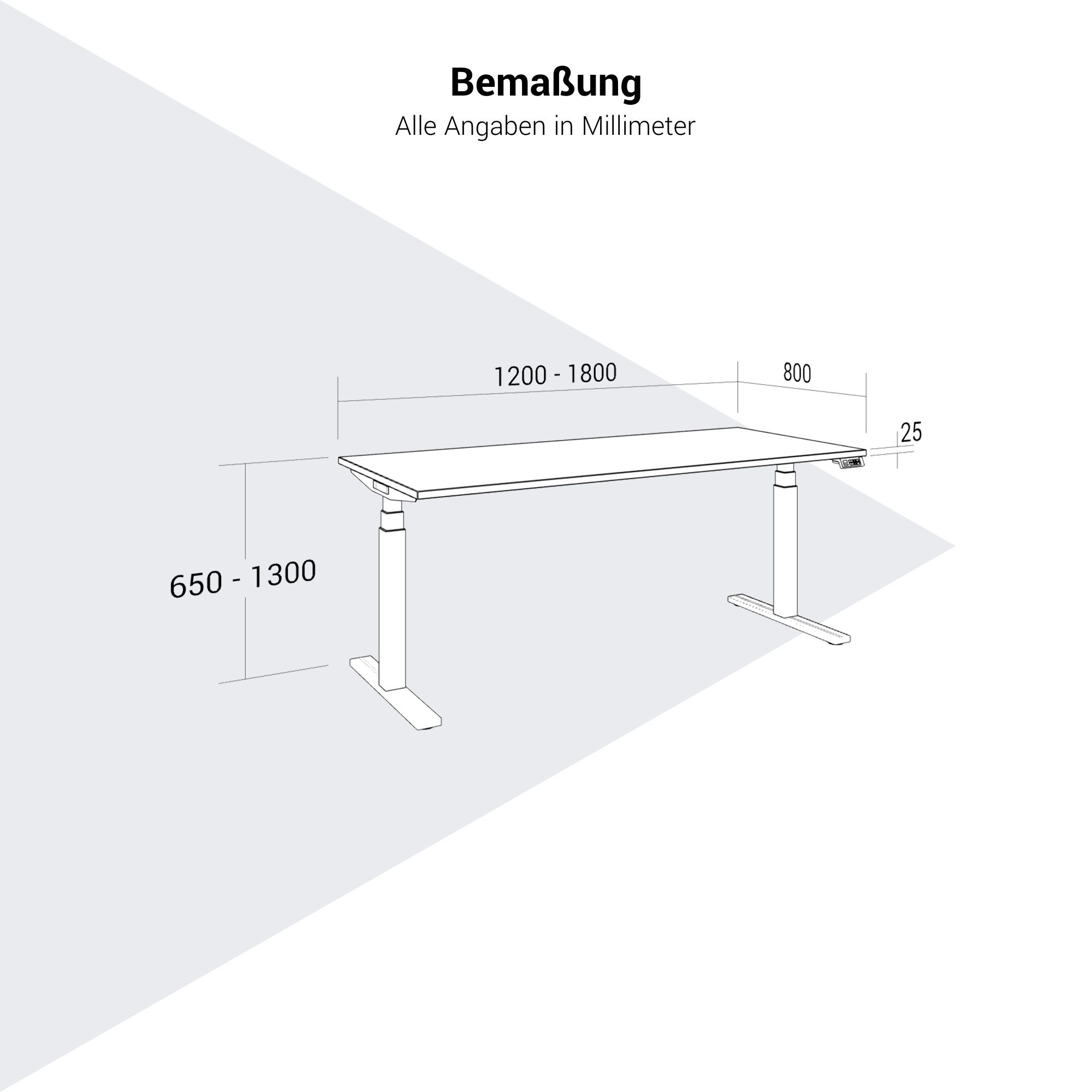 TELDRA Office, Desk a 2 motori | 1200 - 1800 x 800 mm, regolabile in altezza elettricamente, grigio perla - 8 Main Image