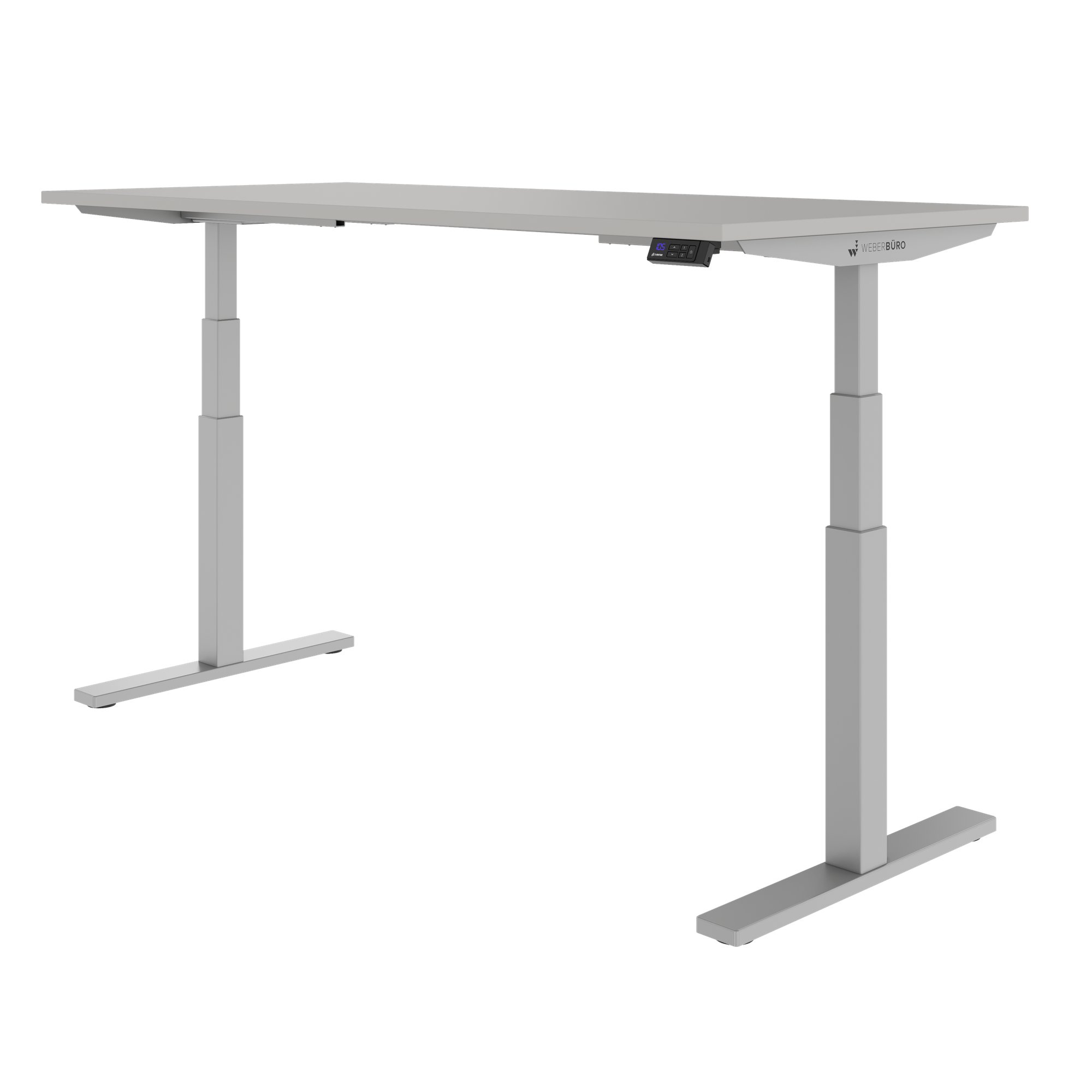 TELDRA Office, 2-motor desk | 1600 - 1800 x 800 mm, electrically height adjustable, linoleum Pebble - 4 Main Image