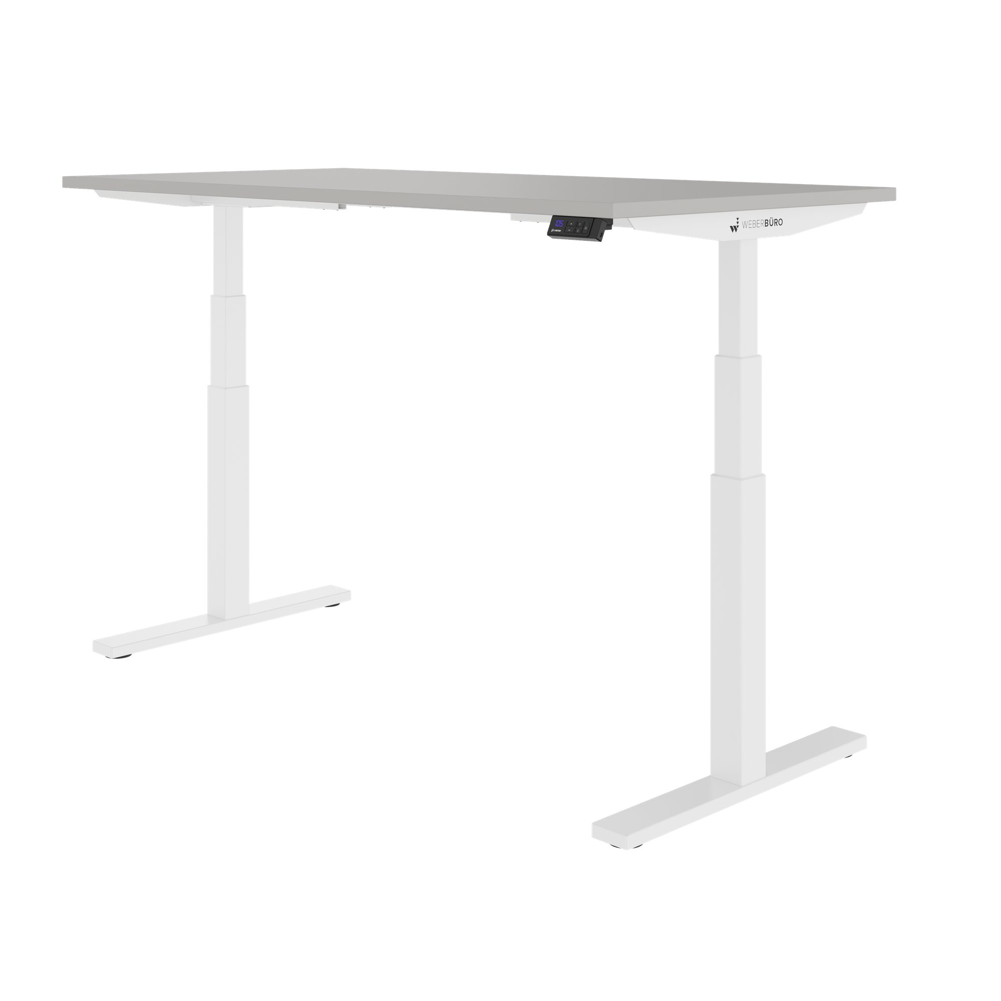 TELDRA Office, 2-motor desk | 1600 - 1800 x 800 mm, electrically height adjustable, linoleum Pebble - 4 Main Image