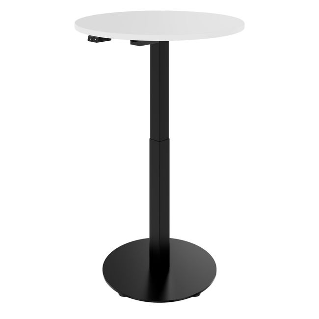 OPTIMA UP Besprechungstisch | Ø 800 mm, rund, elektrisch höhenverstellbar, Weiß