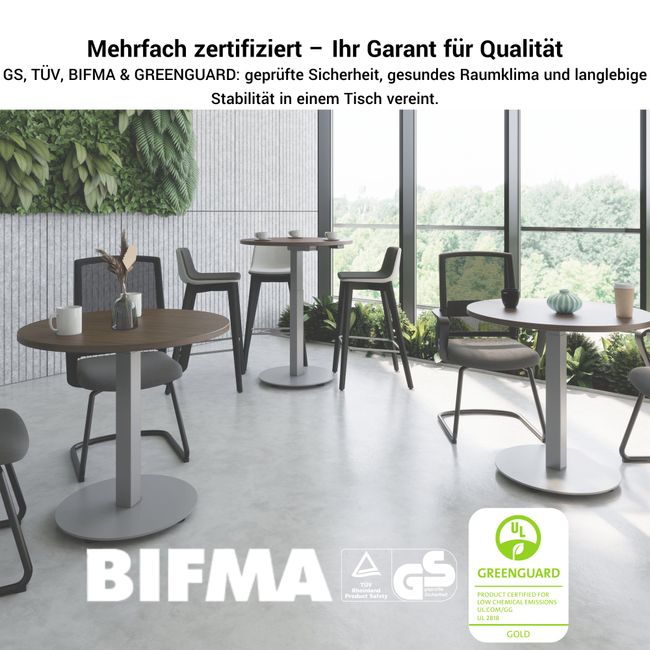 OPTIMA UP Besprechungstisch | Ø 800 mm, rund, elektrisch höhenverstellbar, Weiß