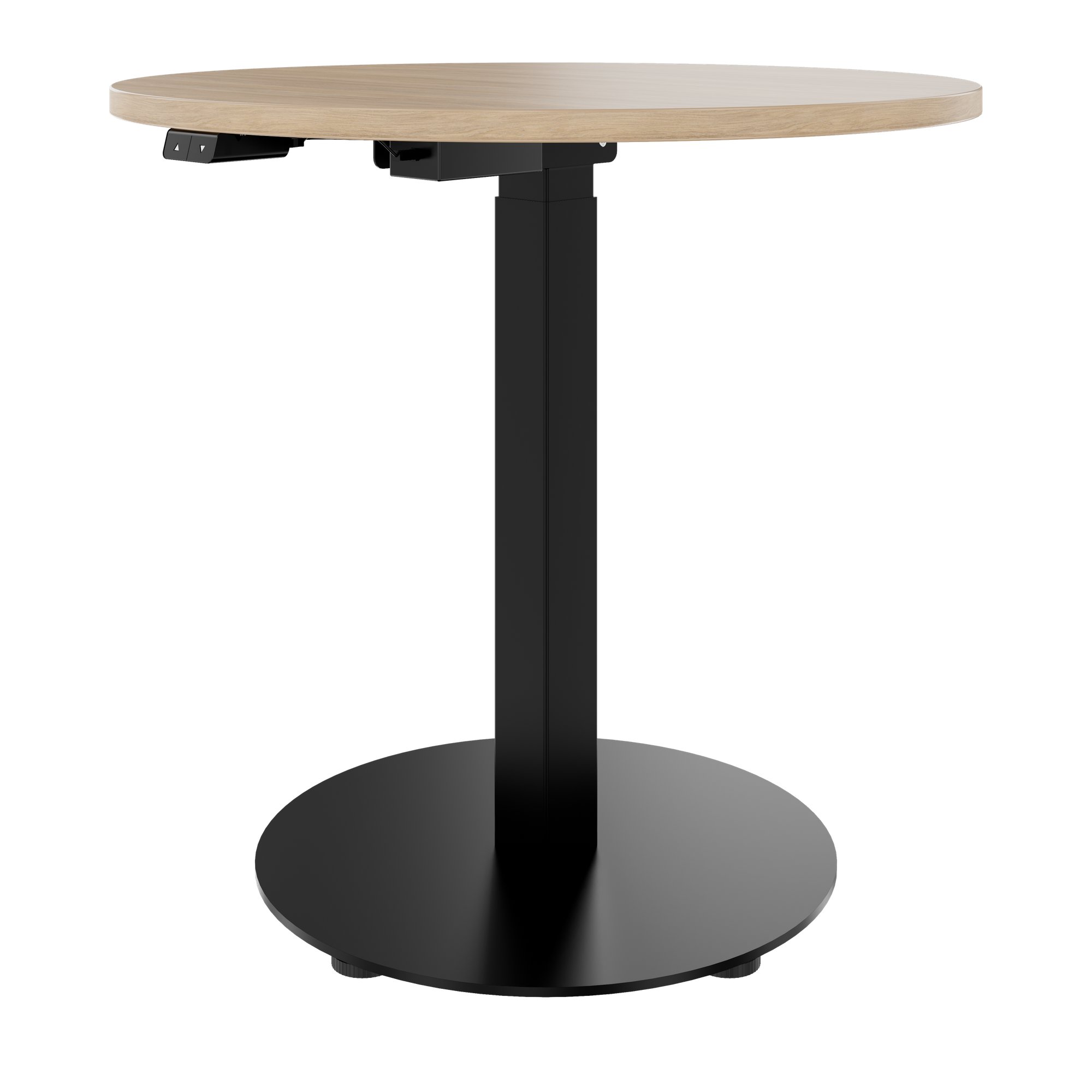OPTIMA Up meeting table | Ø 800 mm, round, electrically height adjustable, amber oak - 1 Main Image