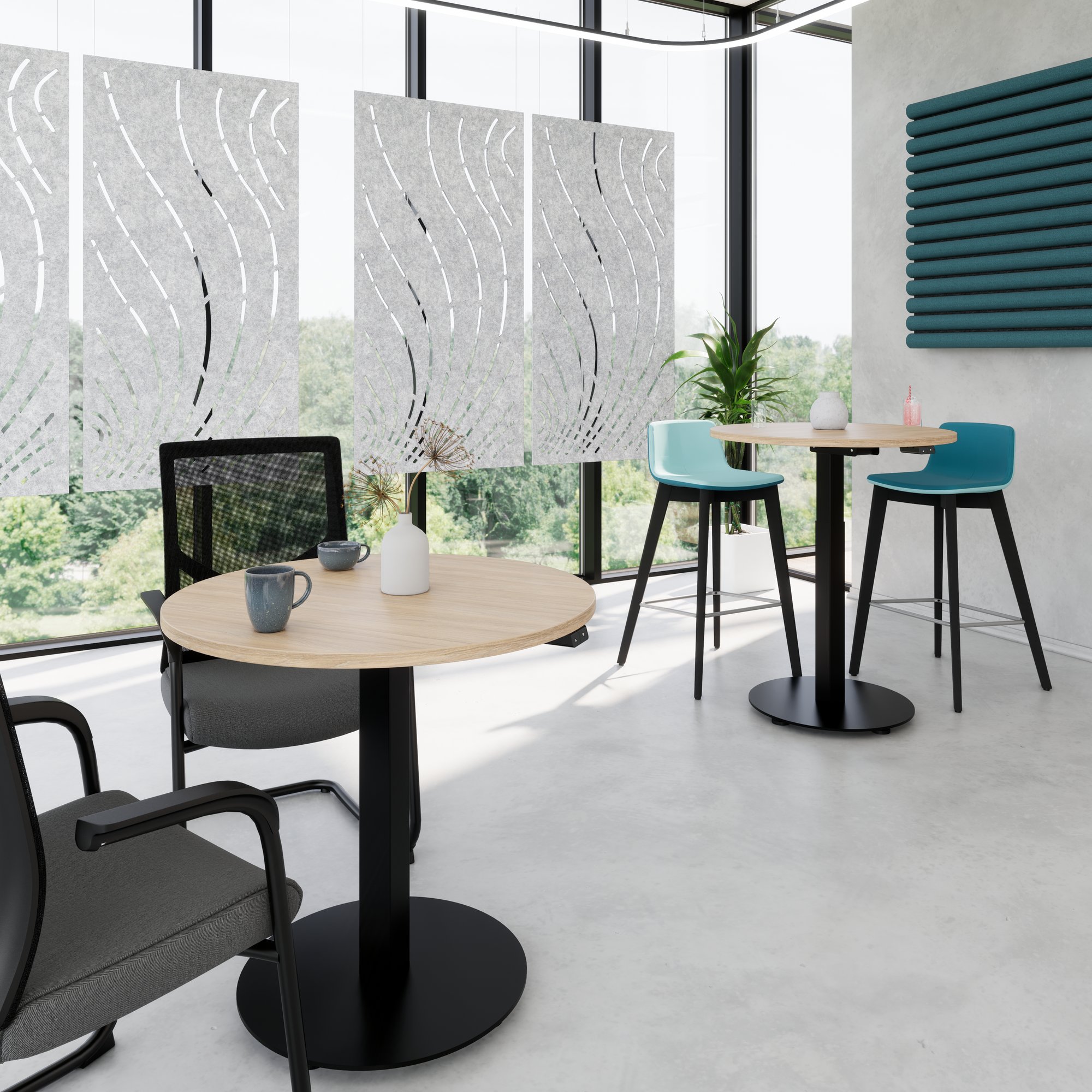 OPTIMA Up meeting table | Ø 800 mm, round, electrically height adjustable, amber oak - 2 Main Image