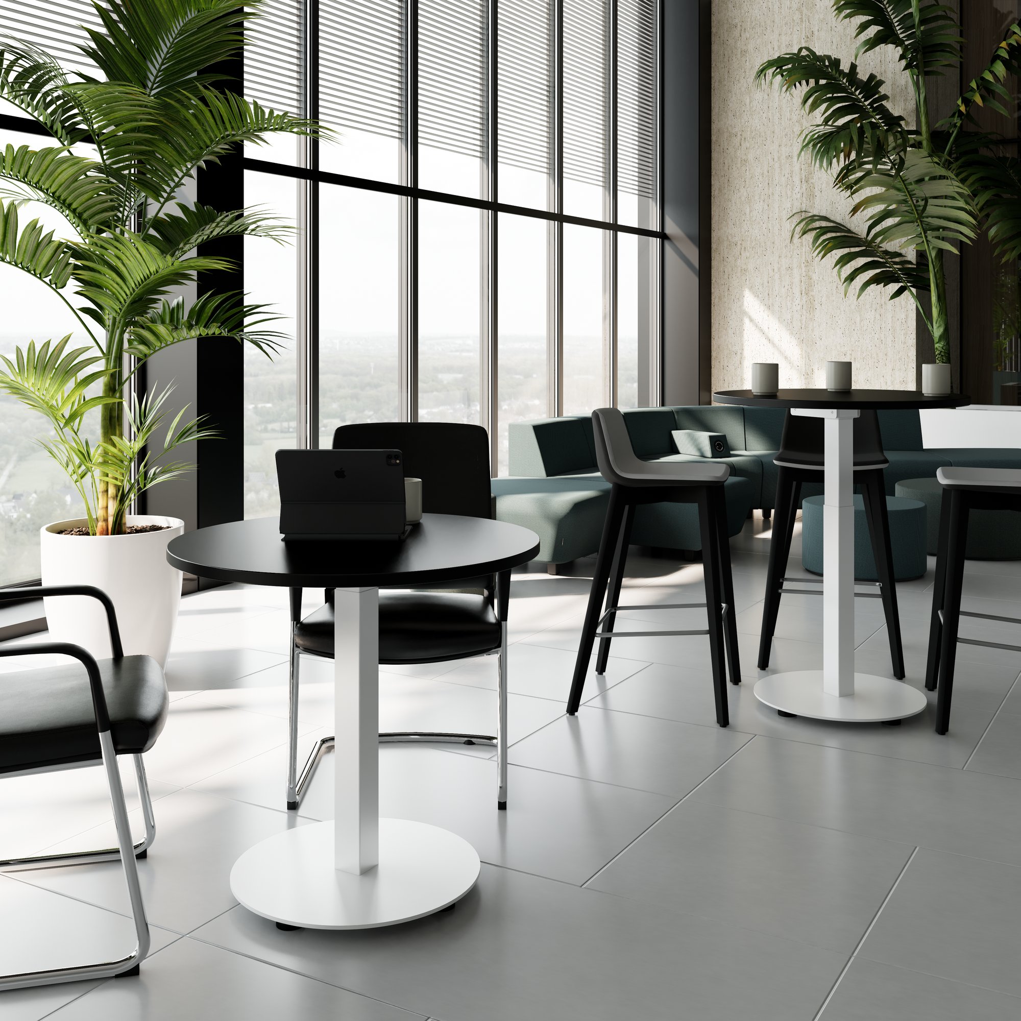 OPTIMA Up meeting table | Ø 800 mm, round, electrically height adjustable, black - 2 Main Image