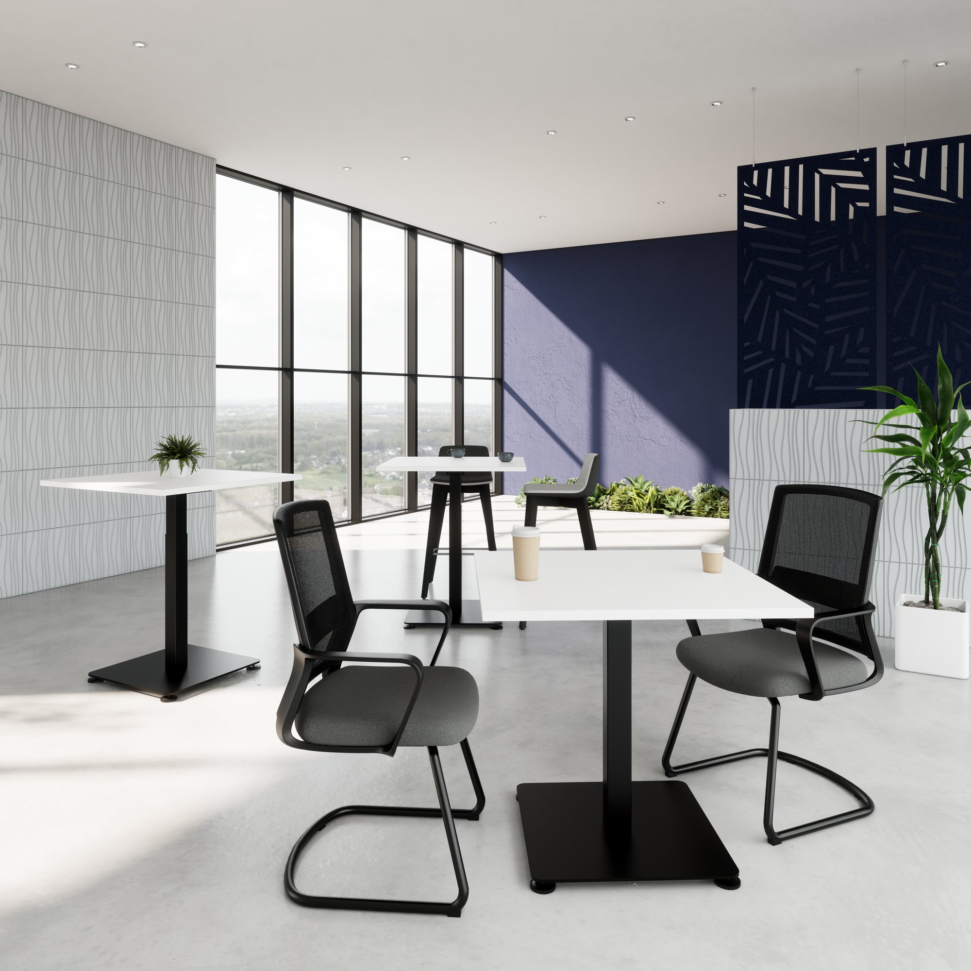 OPTIMA Up meeting table | 800 x 800 mm, electrically height adjustable, white - 2 Main Image