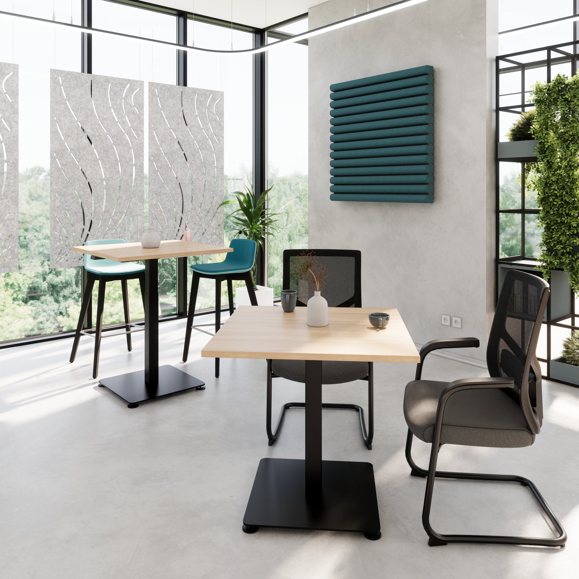 OPTIMA Up meeting table | 800 x 800 mm, electrically height adjustable, amber oak - 2 Main Image