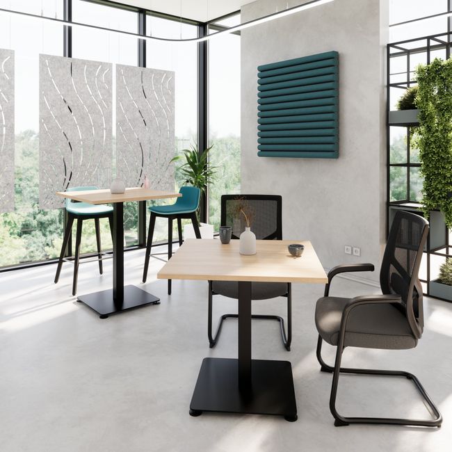 OPTIMA UP Besprechungstisch | 800 x 800 mm, elektrisch höhenverstellbar, Bernsteineiche