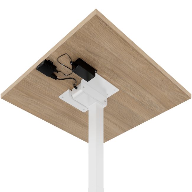 OPTIMA UP Besprechungstisch | 800 x 800 mm, elektrisch höhenverstellbar, Bernsteineiche