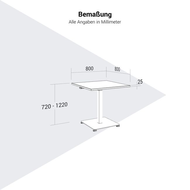OPTIMA UP Besprechungstisch | 800 x 800 mm, elektrisch höhenverstellbar, Schwarz
