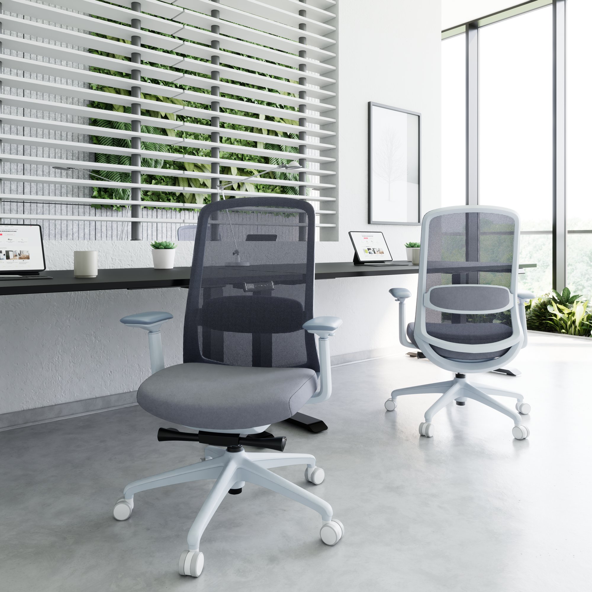 Smart Regola Net Office Swivel Chair | Meccanica sincrona, braccioli 4D, poggiatesta opzionale, grigio - 7 Main Image