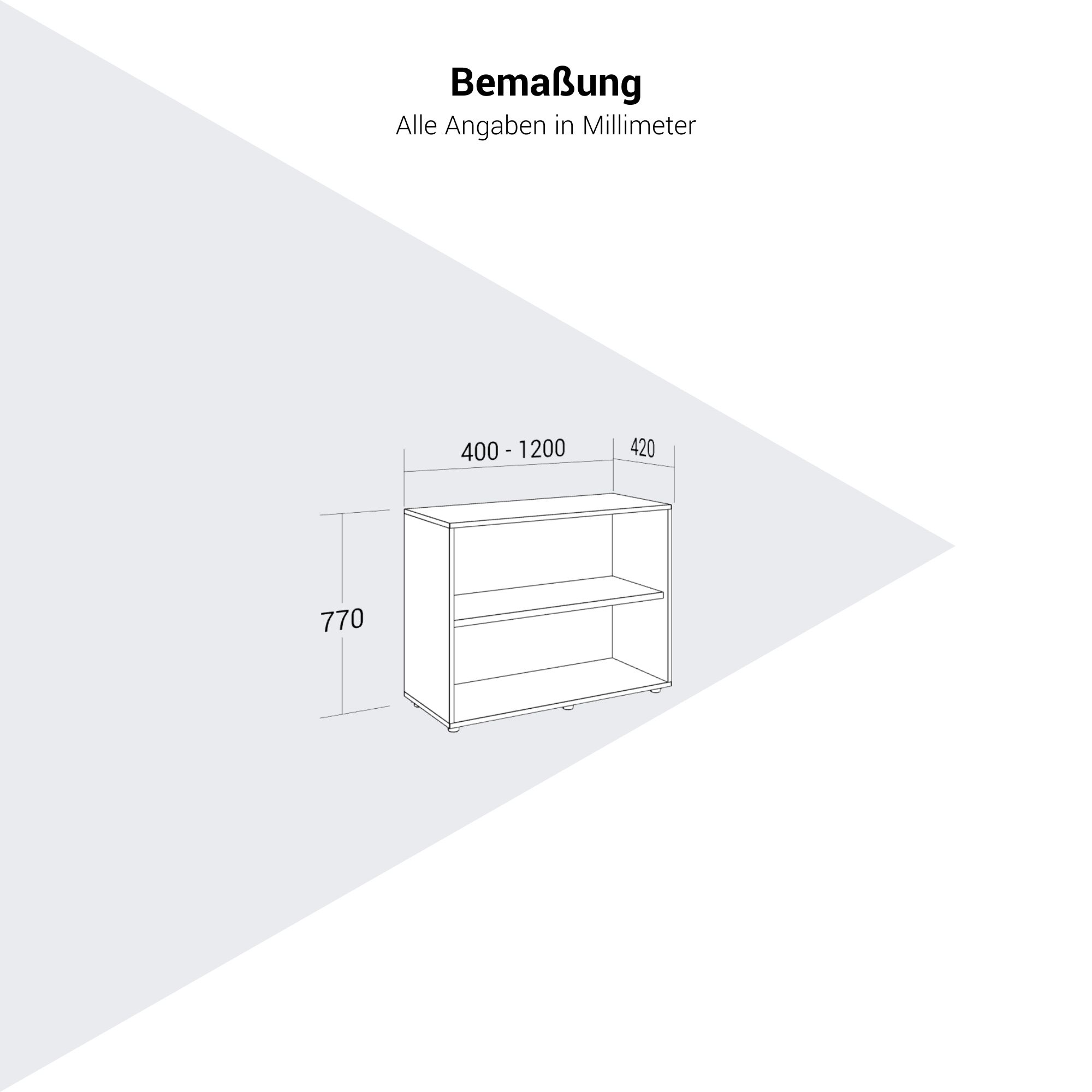 PRO Cabinet scaffale | 2 OH, 400 - 1200 x 770 mm, bianco - 11 Main Image