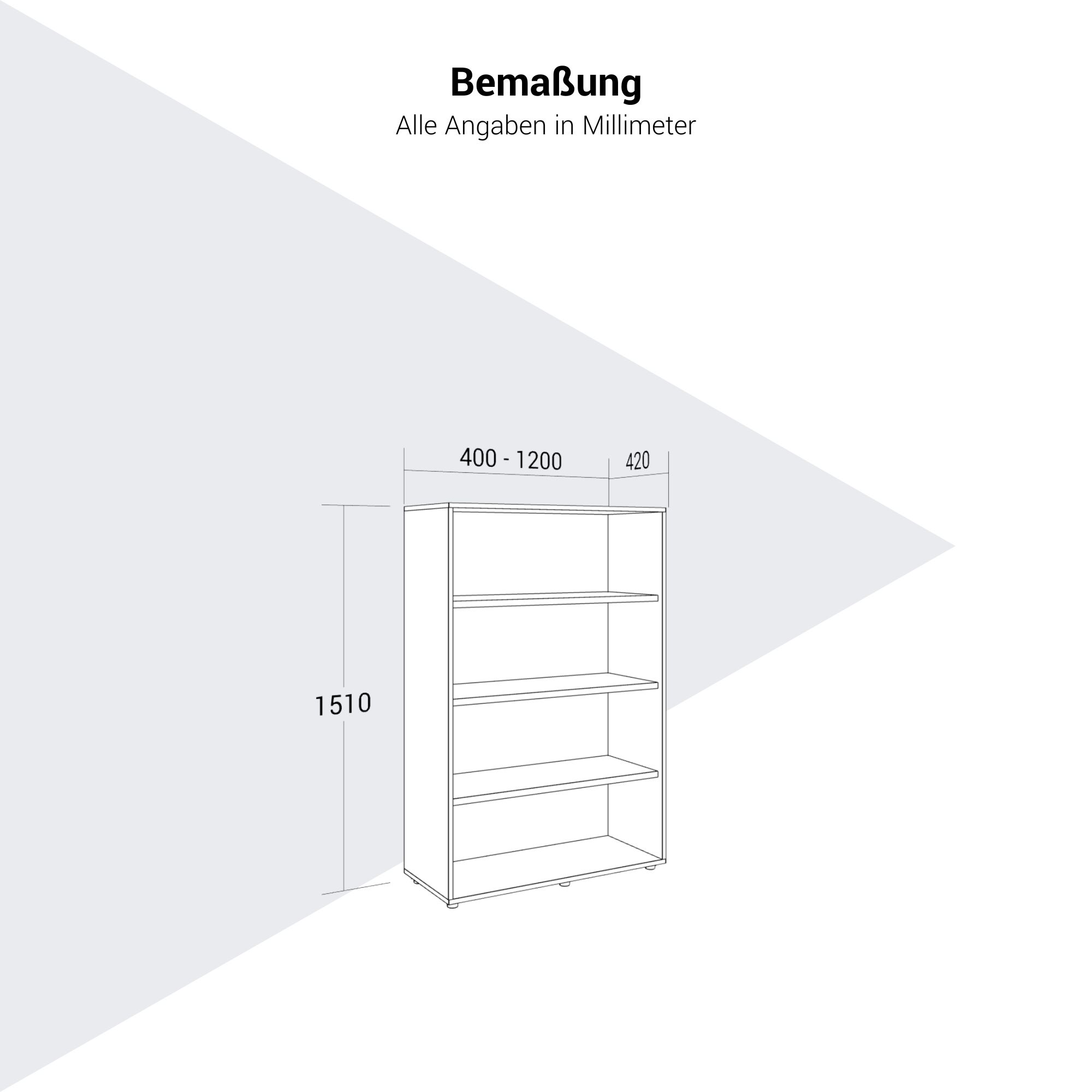 PRO Cabinet scaffale | 4 OH, 400 - 1200 x 1510 mm, bianco - 11 Main Image