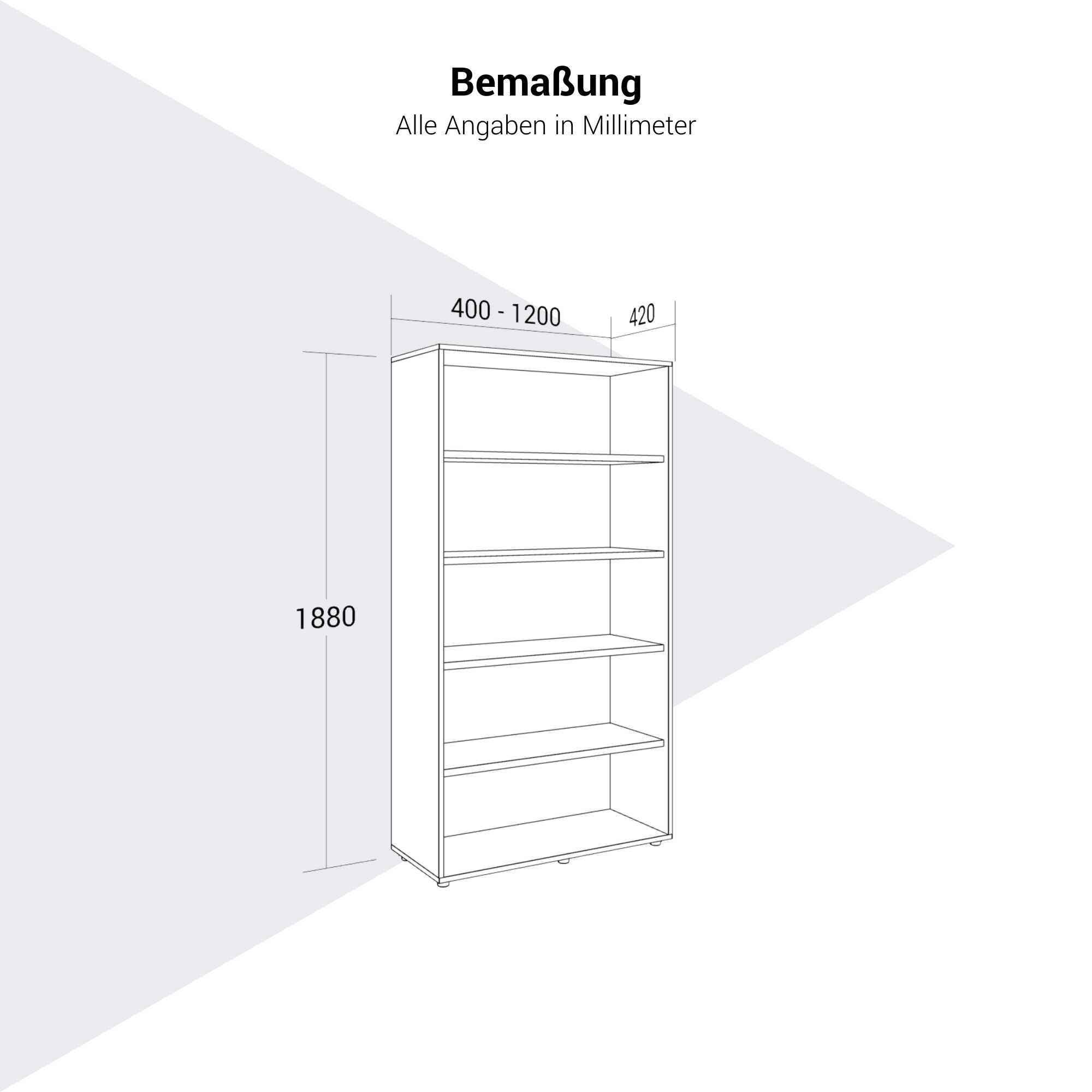 PRO Armoire d'étagère | 5 oh, 400 - 1200 x 1880 mm, blanc - 12 Main Image