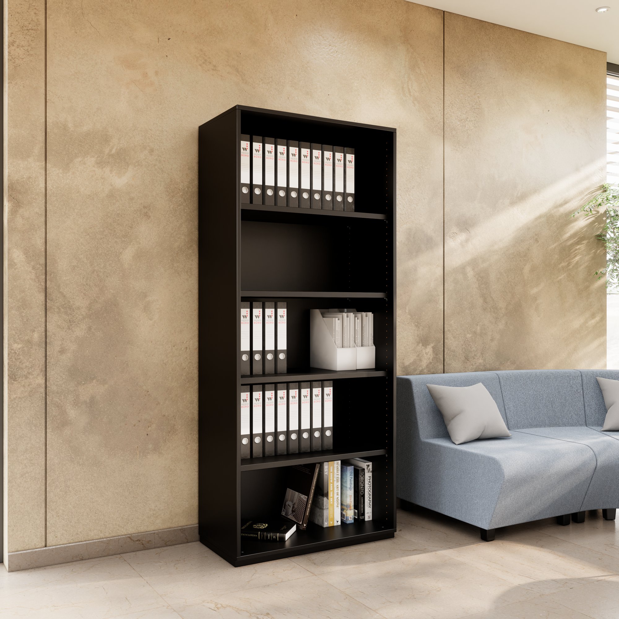PRO Regalschrank | 5 OH, 400 - 1200 x 1880 mm, Schwarz - 12 Main Image