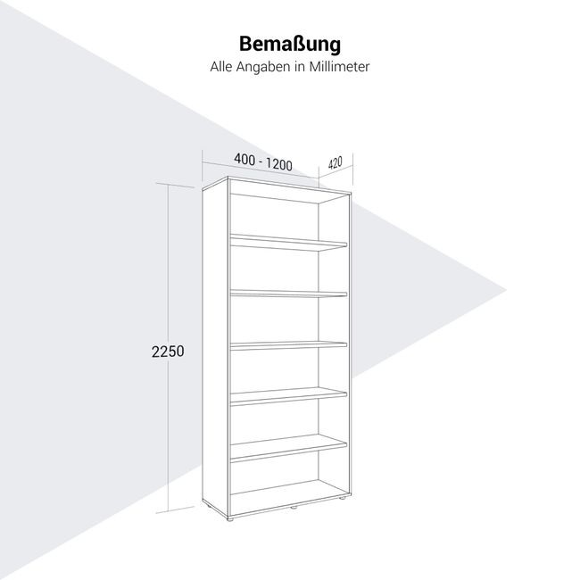 PRO Regalschrank | 6 OH, 400 - 1200 x 2250 mm, Weiß PRO Regalschrank | 6 OH, 400 - 1200 x 2250 mm, Weiß