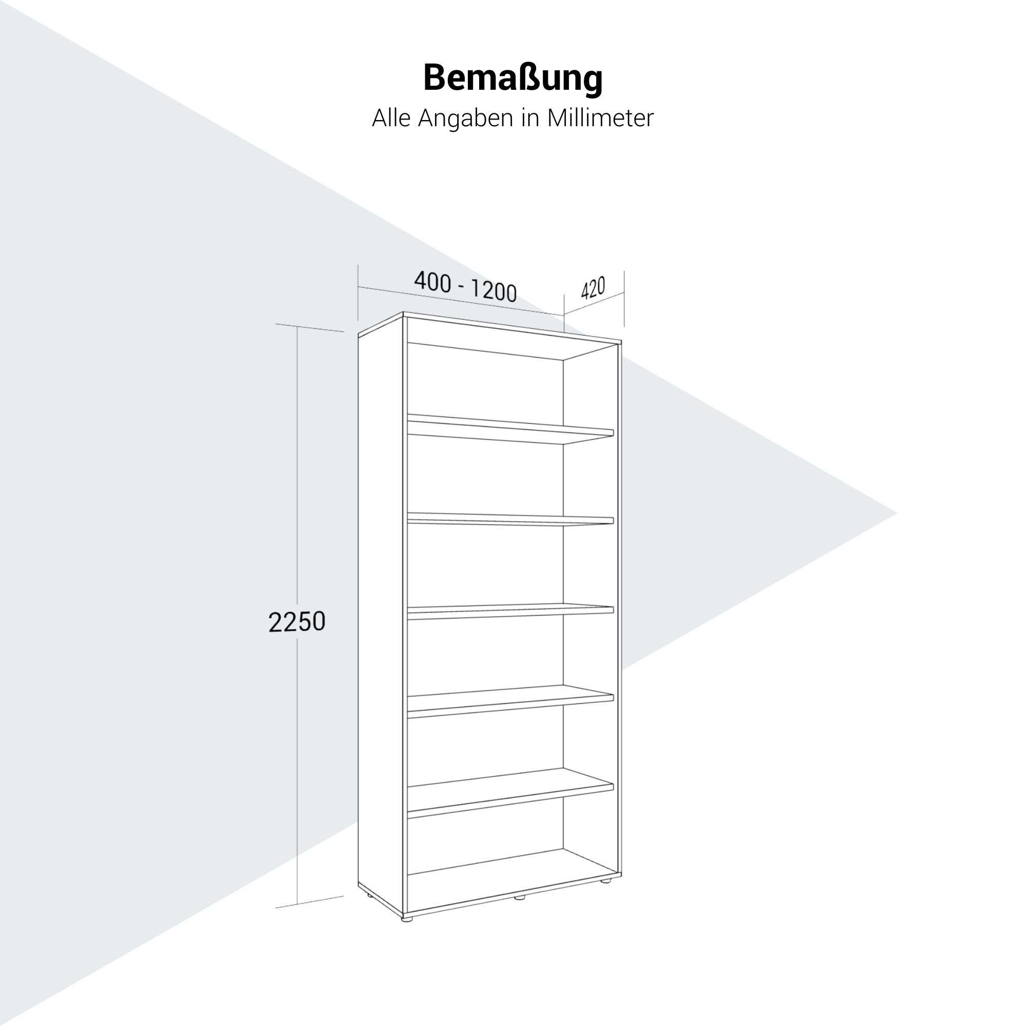 PRO Cabinet scaffale | 6 OH, 400 - 1200 x 2250 mm, grafite - 11 Main Image
