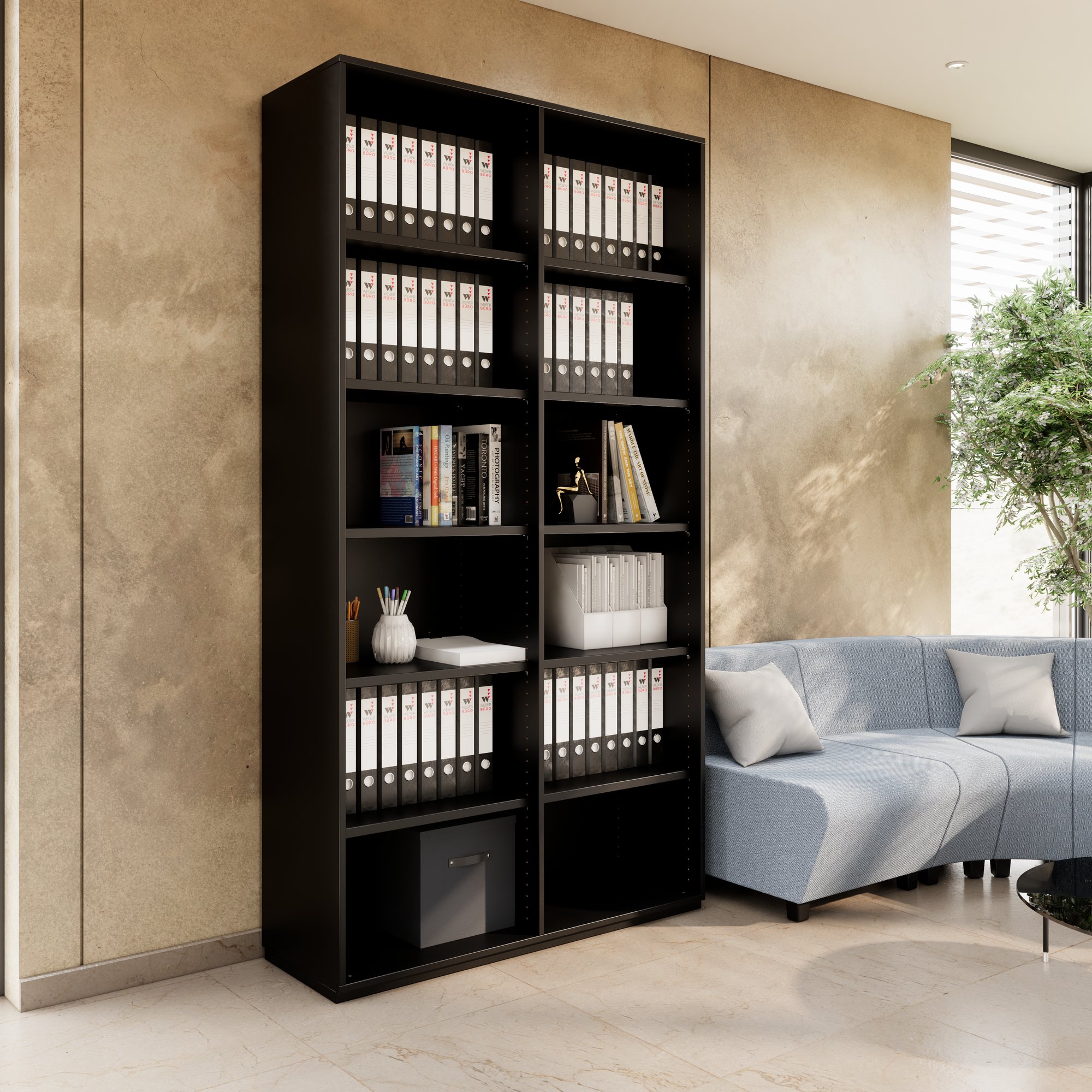 PRO Armoire d'étagère | 6 oh, 400 - 1200 x 2250 mm, noir - 3 Main Image