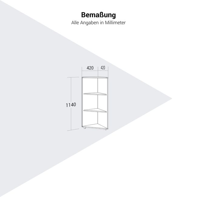 PRO Eckregal | 3 OH, 420 x 1140 mm