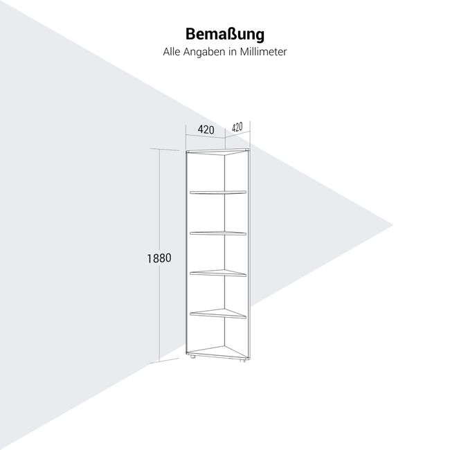 PRO Eckregal | 5 OH, 420 x 1880 mm