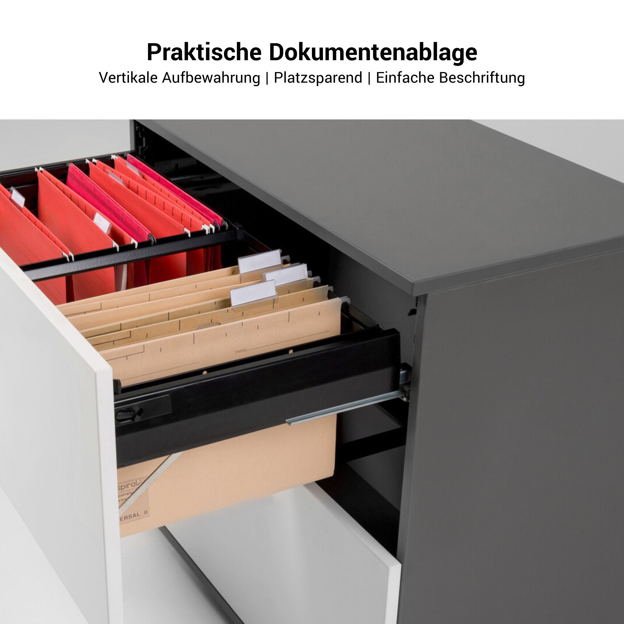 PRO Topping Register Gabinet | 2 OH, 800 x 770 mm, corpus incollato, grafite / bianco - 9 Main Image