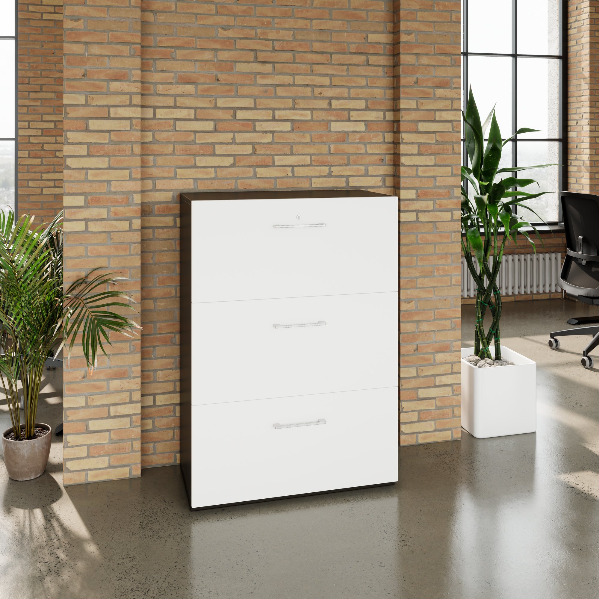 PRO Topping Register Gabinet | 3 OH, 800 x 1140 mm, corpus incollato, grafite / bianco - 3 Main Image