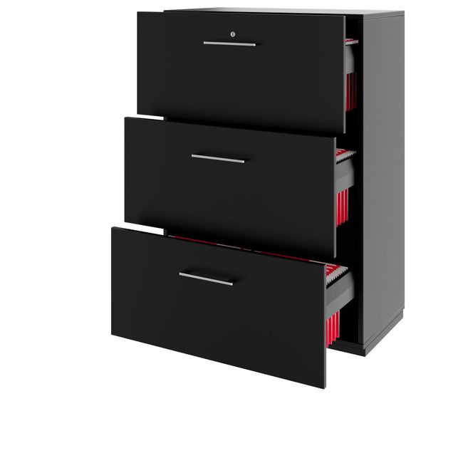 PRO Hängeregisterschrank | 3 OH, 800 x 1140 mm, verleimter Korpus, Schwarz