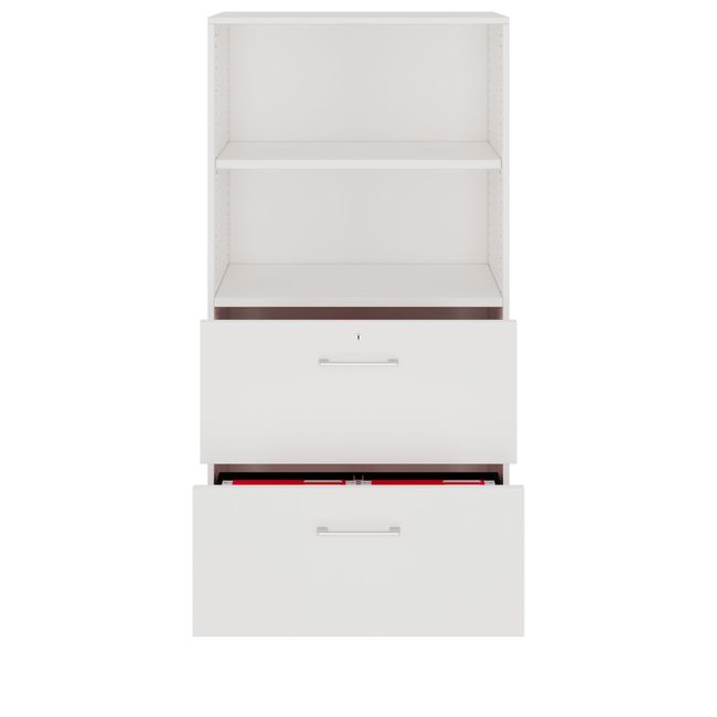 PRO Hängeregisterschrank | 4 OH, 800 x 1510 mm, verleimter Korpus, mit Regal, Weiß