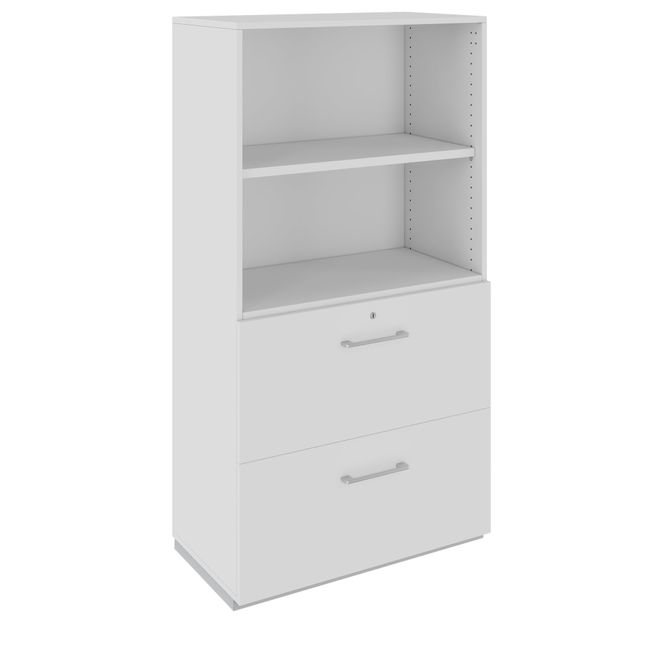 PRO Hängeregisterschrank | 4 OH, 800 x 1510 mm, verleimter Korpus, mit Regal, Grau