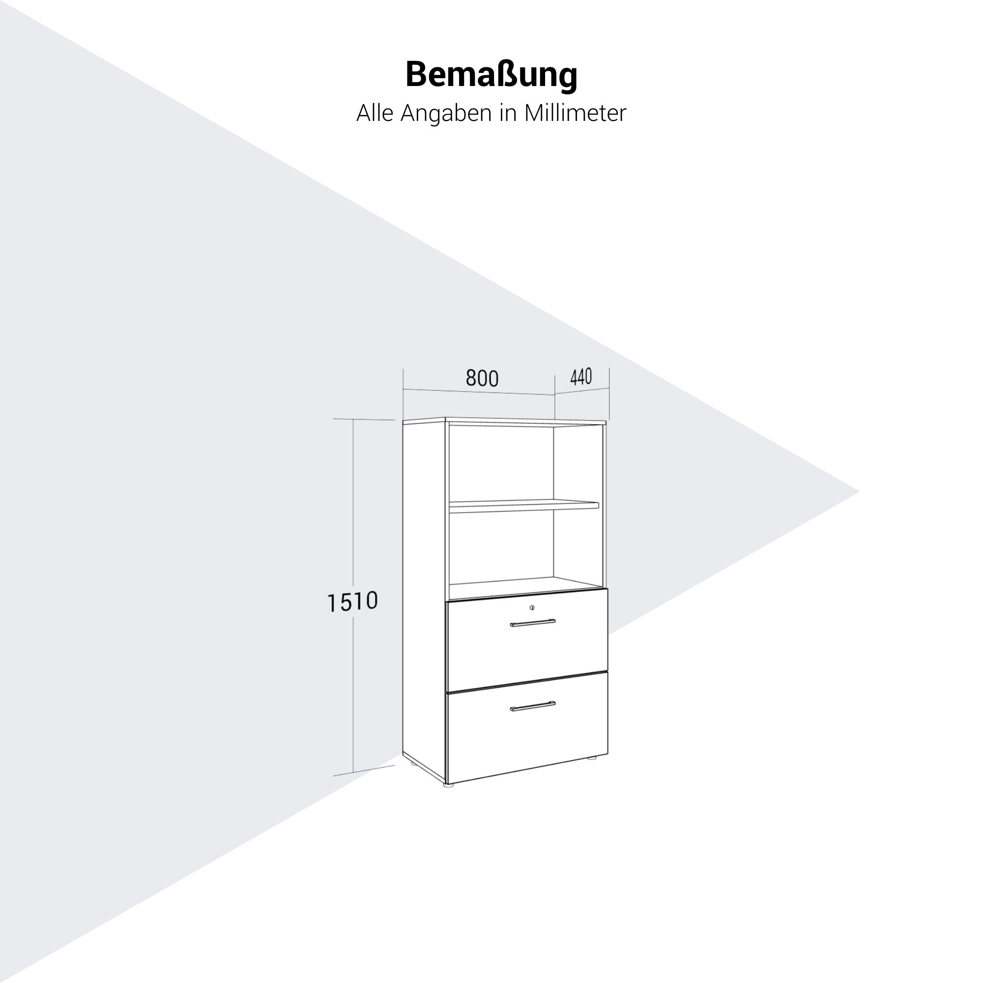 PRO Topping Register Gabinet | 4 OH, 800 x 1510 mm, corpus incollato, con scaffale, grafite / bianco - 12 Main Image
