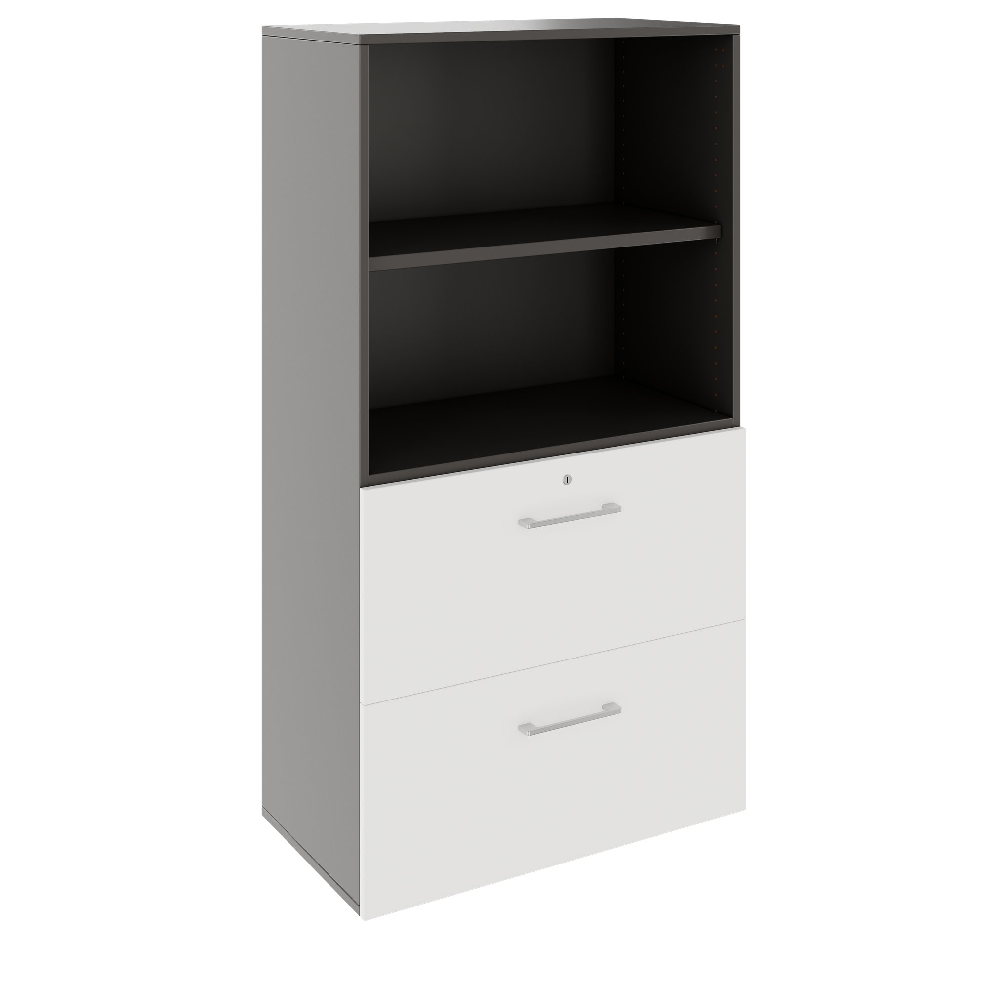 PRO Topping Register Gabinet | 4 OH, 800 x 1510 mm, corpus incollato, con scaffale, grafite / bianco - 1 Main Image