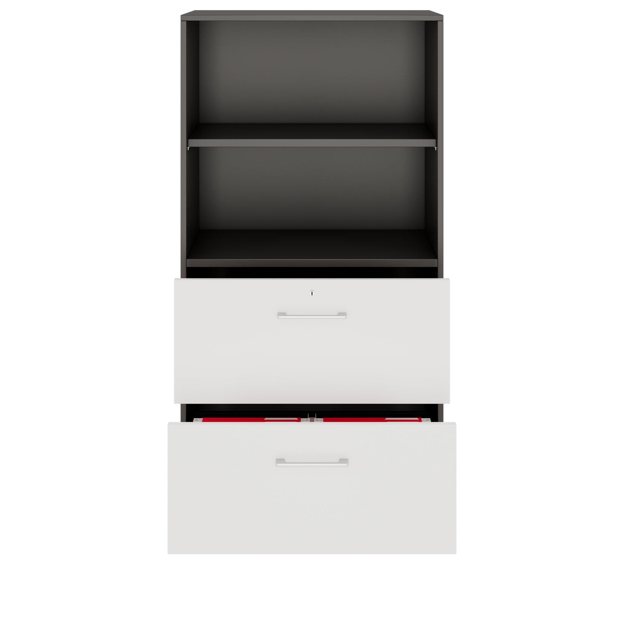 PRO Topping Register Gabinet | 4 OH, 800 x 1510 mm, corpus incollato, con scaffale, grafite / bianco - 3 Main Image