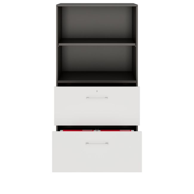 PRO Hängeregisterschrank | 4 OH, 800 x 1510 mm, verleimter Korpus, mit Regal, Graphit / Weiß PRO Hängeregisterschrank | 4 OH, 800 x 1510 mm, verleimter Korpus, mit Regal, Graphit / Weiß