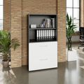 PRO Topping Register Gabinet | 4 OH, 800 x 1510 mm, corpus incollato, con scaffale, grafite / bianco - 13 Thumbnail Image