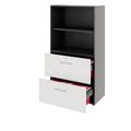 PRO Topping Register Gabinet | 4 OH, 800 x 1510 mm, corpus incollato, con scaffale, grafite / bianco - 4 Thumbnail Image