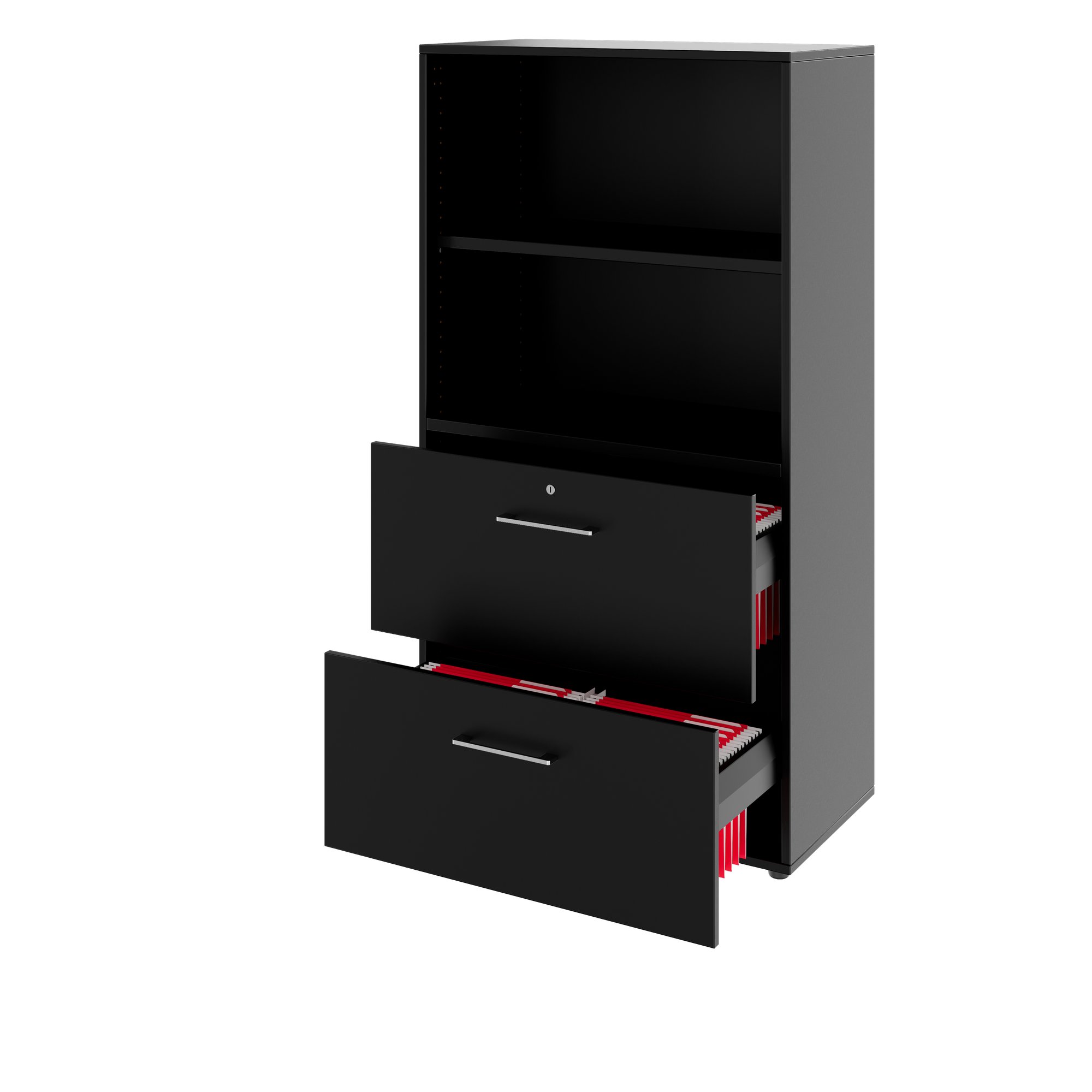 PRO Topping Register Gabinet | 4 OH, 800 x 1510 mm, corpus incollato, con scaffale, nero - 4 Main Image