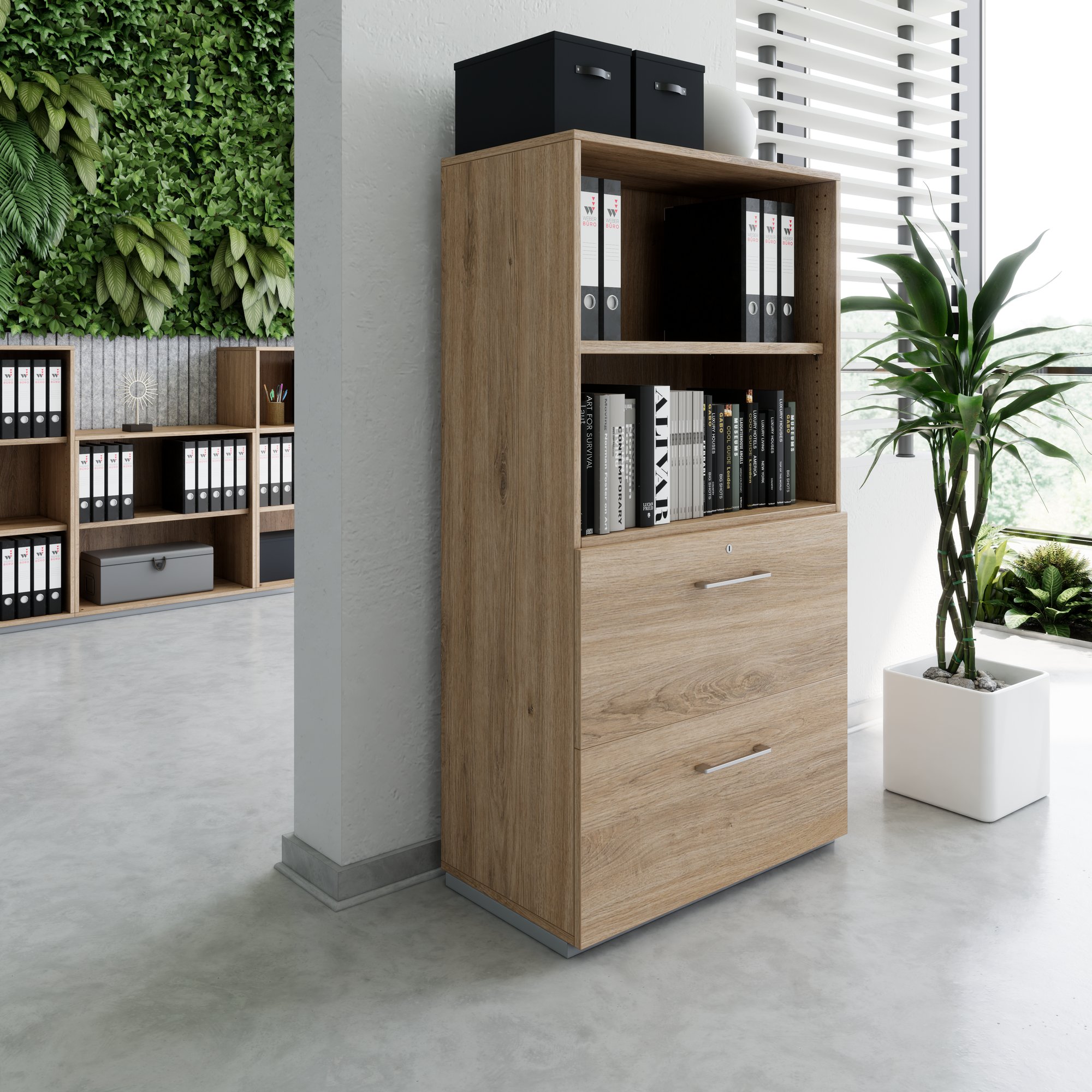 PRO Topping Register Gabinet | 4 OH, 800 x 1510 mm, corpus incollato, con scaffale, area naturale - 13 Main Image
