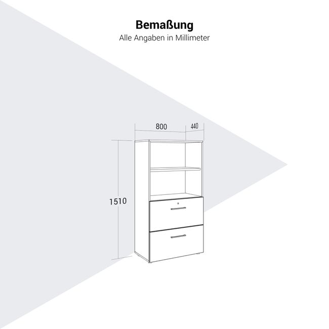 PRO Hängeregisterschrank | 4 OH, 800 x 1510 mm, verleimter Korpus, mit Regal, Natureiche PRO Hängeregisterschrank | 4 OH, 800 x 1510 mm, verleimter Korpus, mit Regal, Natureiche