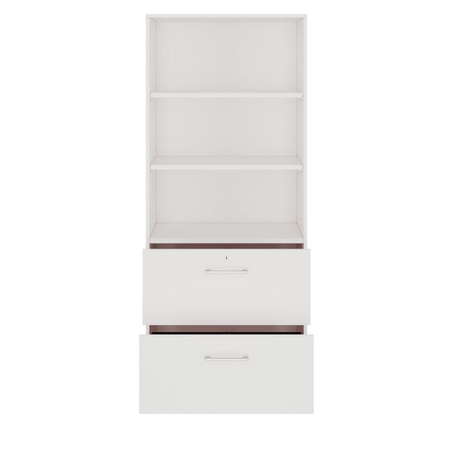 PRO Hängeregisterschrank | 5 OH, 800 x 1880 mm, verleimter Korpus, mit Regal, Weiß