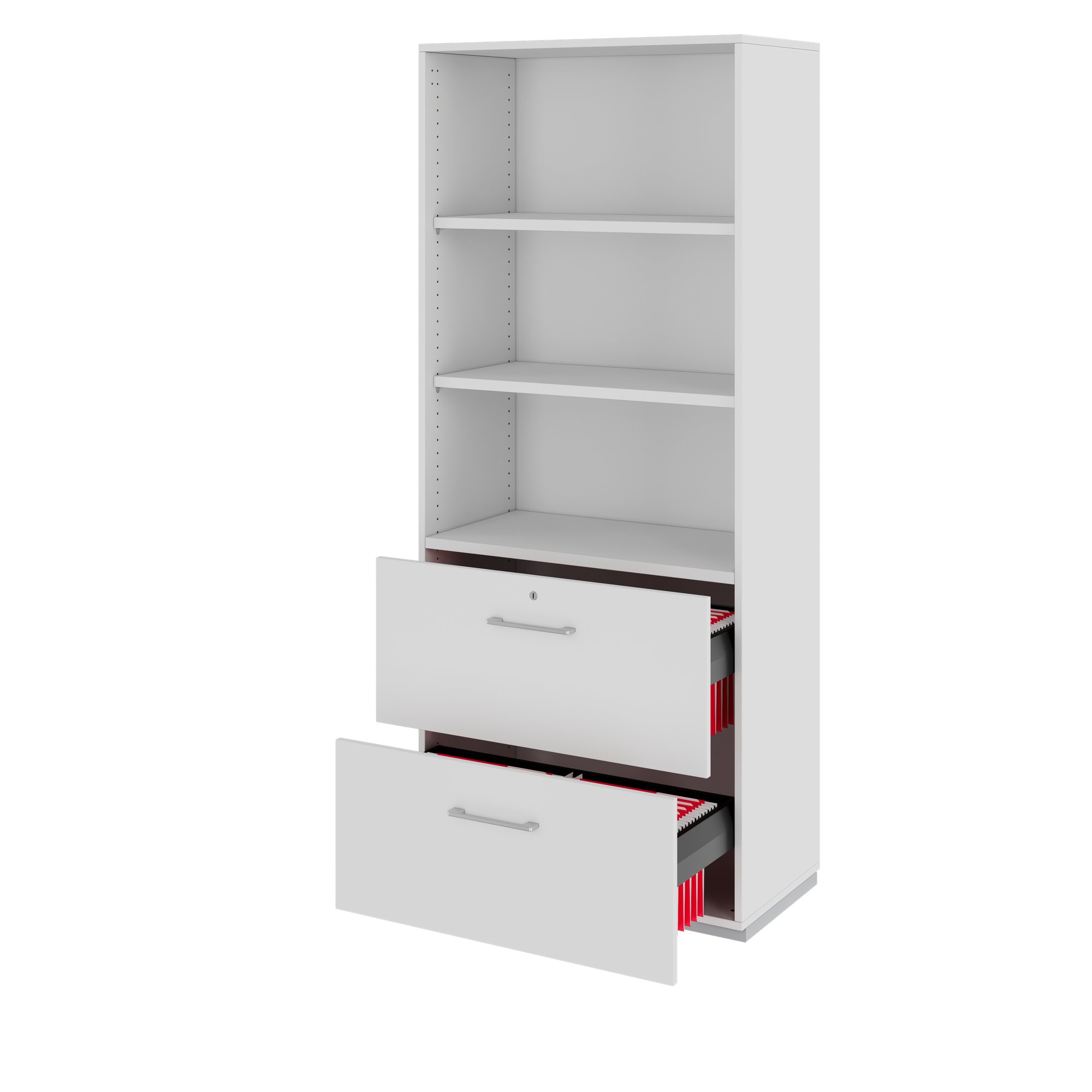 PRO Hängeregisterschrank | 5 OH, 800 x 1880 mm, verleimter Korpus, mit Regal, Grau - 4 Main Image