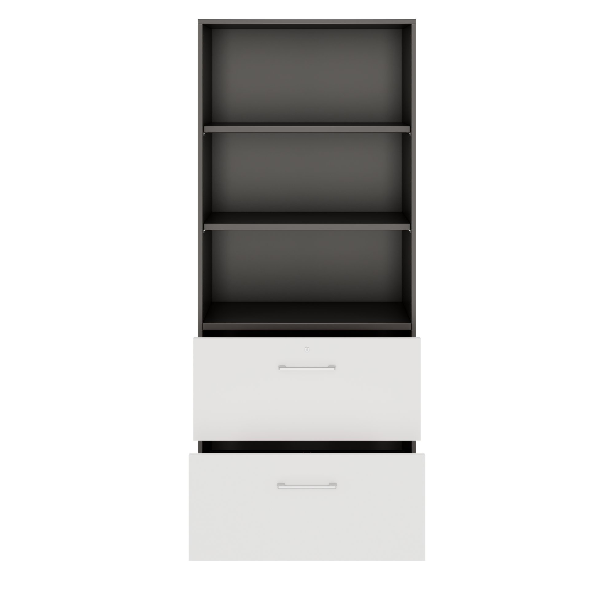 PRO Hängeregisterschrank | 5 OH, 800 x 1880 mm, verleimter Korpus, mit Regal, Graphit / Weiß - 4 Main Image