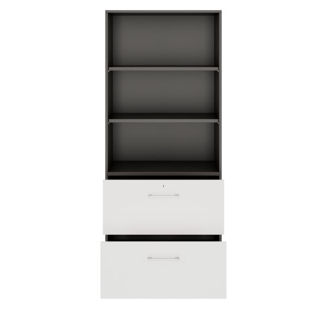 PRO Hängeregisterschrank | 5 OH, 800 x 1880 mm, verleimter Korpus, mit Regal, Graphit / Weiß