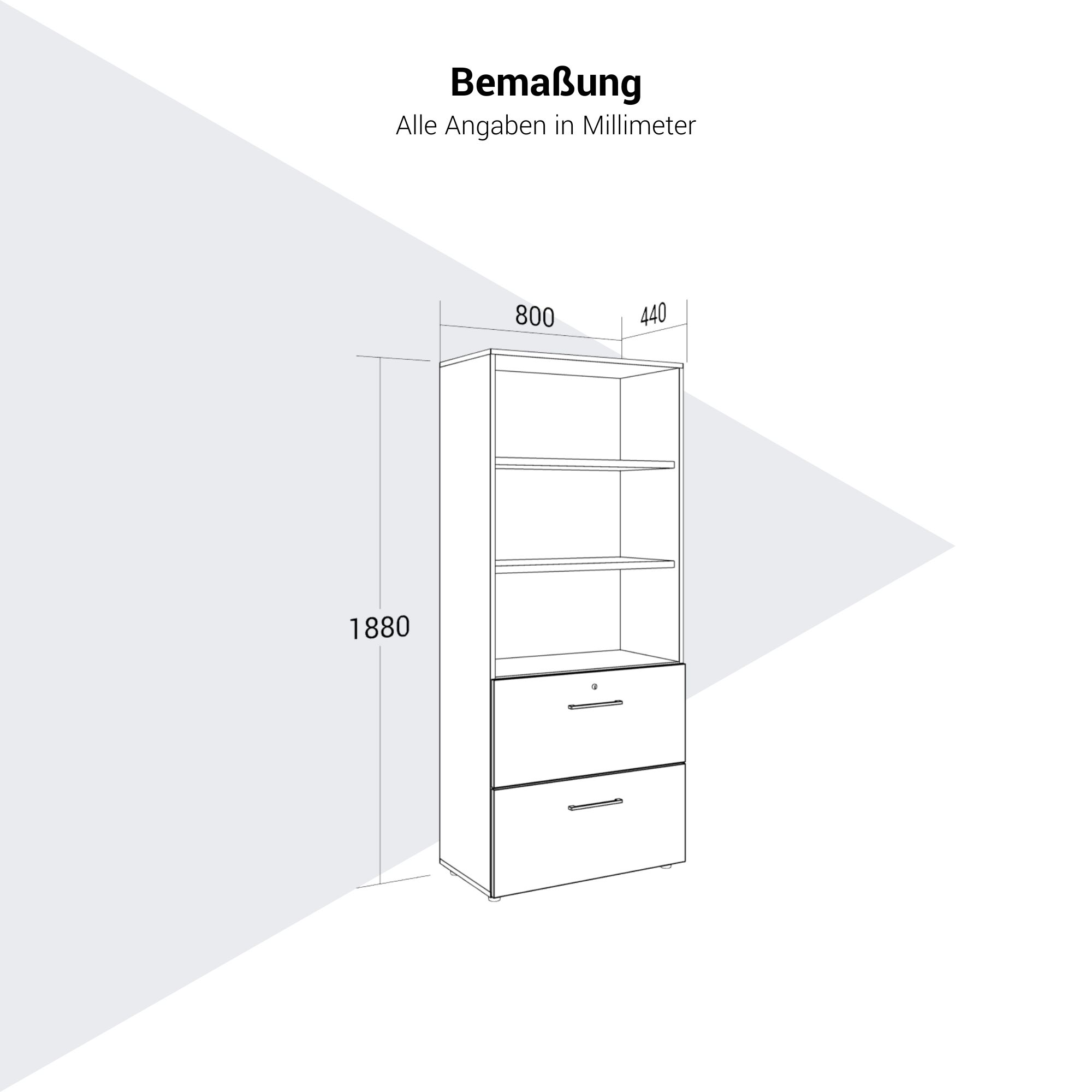 PRO Topping Register Gabinet | 5 OH, 800 x 1880 mm, corpus incollato, con scaffale, nero - 12 Main Image