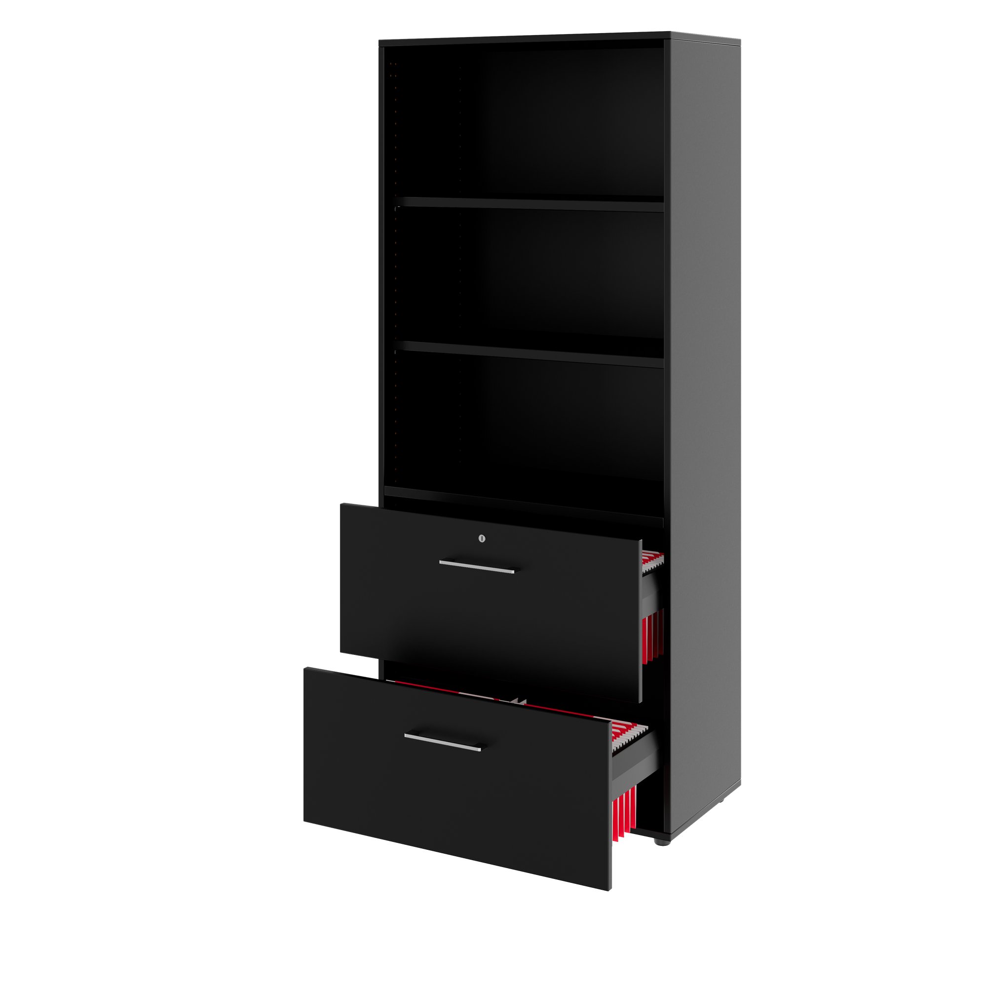 PRO Topping Register Gabinet | 5 OH, 800 x 1880 mm, corpus incollato, con scaffale, nero - 4 Main Image